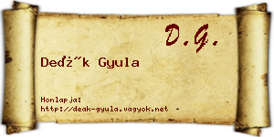 Deák Gyula névjegykártya