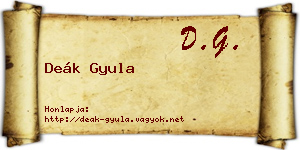 Deák Gyula névjegykártya